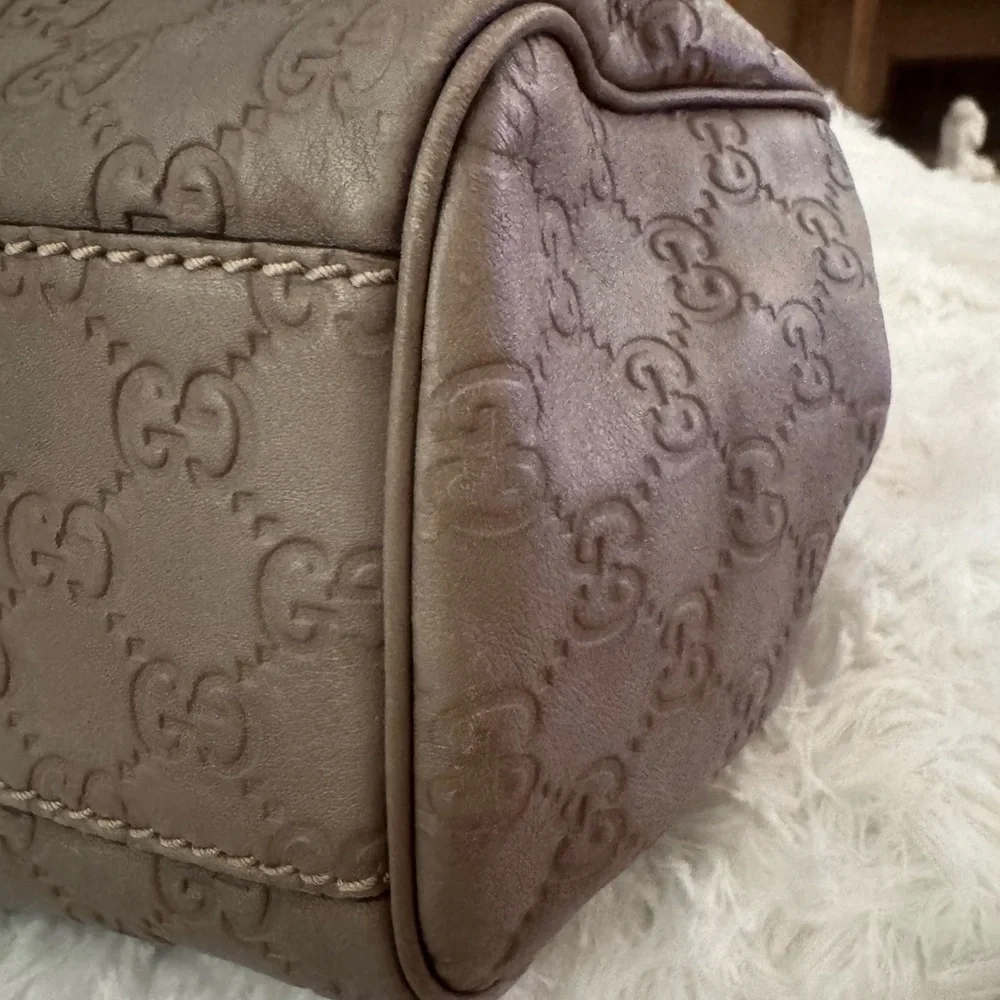 Gucci Gray / Taupe Monogram Pleated Hobo with Gold Hardware - Picture 14 of 14